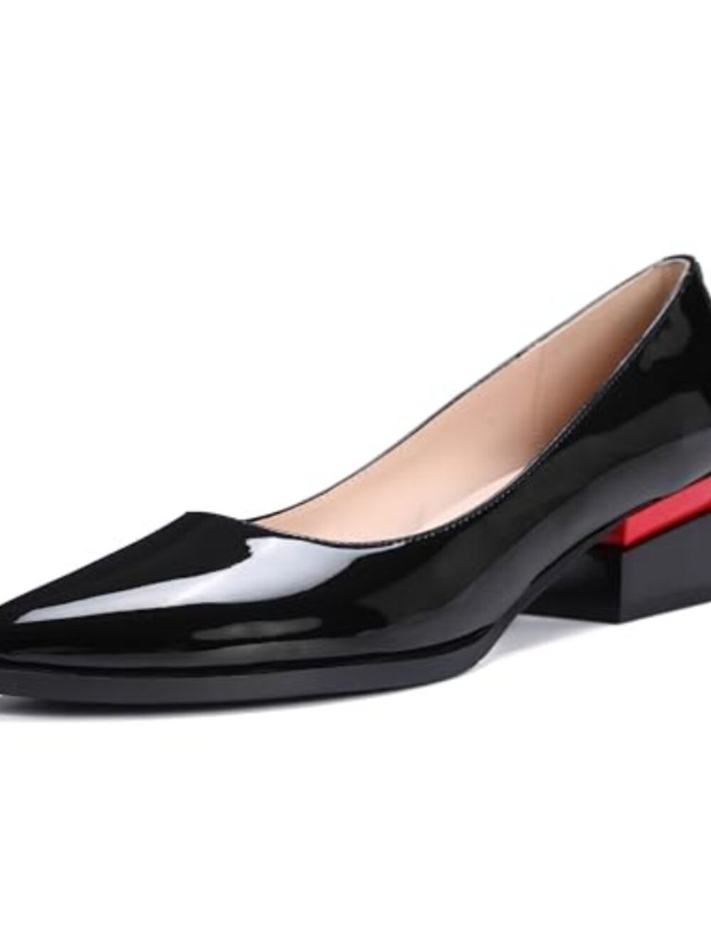 Womens Pointed Toe Chunky Heel Pumps with Arch Support, Comfortable Dress Shoes